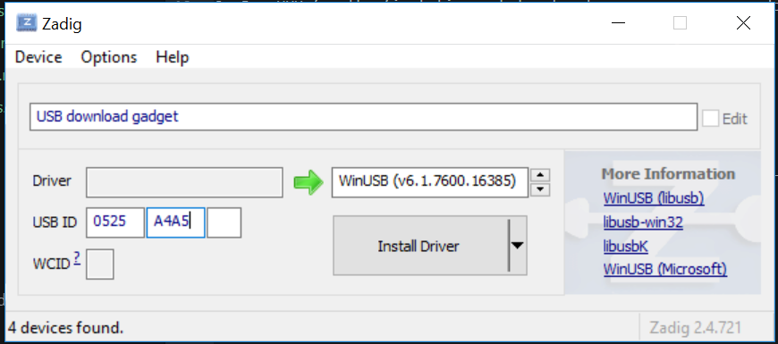 zadig windows 10 which driver